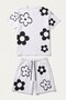 Men's Shorts T-Shirt Set Daisy Patterned 100% Cotton Summer Top and Bottom Set - White - 3