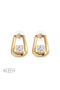 Gold Color Geometric Shaped Square Stone Detailed Women's Earrings - 3