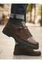 Men's Brown Genuine Leather Orthopedic Thick Platform High Sole Dad Comfortable Daily Walking Shoes - 4