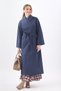 Wide Collar Trench Coat Navy Blue