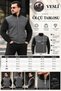 Men's Stand Collar Cashmere Coat with Knitwear Sleeves and Zipper, Gray Black - 5