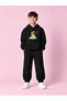 Dino Printed Design Unisex Kids Hoodie and Sweatpants Set - Relaxed Fit Cotton Two-Piece Set