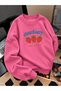 Crew Neck Sweatshirt for Girls, Printed 3-Yarn Threaded Winter Sweatshirt