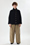 Low-Shoulder Jacket with Snap Fasteners on the Front, Black - 2
