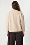 Button Detailed Garnished T-Shirt Beige - 6