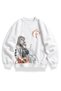 Unisex Oversize Demon Slayer Kyojuro Rengoku Printed Anime Themed Hoodless Sweatshirt