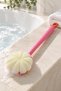 Double-Sided Shower Scrubber and Body Brush – Long-Handled Bath Brush, Exfoliating Massage Scrubber with Pink Handle