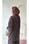 Women's Hooded Zipper Detailed Knitted Sweater Set - Brown - 3