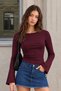 Women's Boat Neck Soft and Flexible Fabric Wide Sleeves Fitted White Blouse &Body 1982 - 7