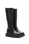 Women's Black Faux Leather Round Toe Thick Sole Comfortable Boots - 4