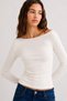 Women's Boat Neck Soft and Flexible Fabric Wide Sleeves Fitted White Blouse &Body 1982 - 3