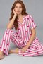 Night Pink Women's Comfortable Fit Shirt Collar Hearted Pajama Set 4769