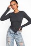 Women's White Camisole Long Sleeve Blouse with Finger Detail Body&Blouse with Finger Detail - 6