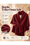 Burgundy Plain Knitwear Women's Shoulder Shawl Soft Textured Winter Shawl 70X175 cm 100% Acrylic - 2