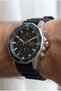 Sporty Powerful Men's Wristwatch |   44 mm Steel Case, Black Silicone Band - 2