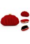 Red Women's Shiny Pleated Oyster Shell Luxury Design Stylish Evening Dress Bag Hand Shoulder Bag - 2