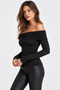 Women's Black Madonna Collar Ringed Blouse - 6