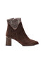 Women's Brown Imported Velvet Material Stoned Evening Dress Boots - 2