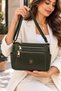Adjustable Strap Faux Leather 3-Compartment Crossbody Shoulder Bag