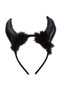 Halloween Halloween Devil Horn Crown Black Furry Devil Horn Costume Cosplay Hair Accessory - 3
