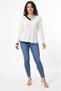 Women's V-Neck Knitwear Blouse with Line Detail on the Collar and Skirt - 2