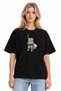 Unisex Women's Men's Warrior Cat X Tt Front Printed Oversized Thick Fabric Relaxed Fit T-Shirt