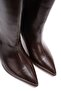 Brown Leather Pointed Toe Thin Heeled Pull-On Boots 6 cm - 3