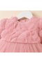 Pearl Rose Bow Back Pearl Detailed Baby Girl Long Sleeve Special Occasion Dress - 4