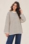 Women's Striped Oversize Crew Neck Sweatshirt