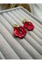 Flower Figured Dangle Silver Color Hoop Earrings Design Women's Earrings - 2