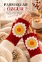 Women's Fingerless Knitted Gloves Red Flower Motif Handmade Winter Warm Gloves - 3