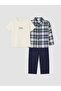 I Checkered Embroidered Baby Boy Gabardine Suit from Freezen Store