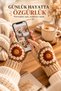 Women's Fingerless Knitted Gloves Cream Beige Brown Floral Motif Handmade Winter Gloves - 4
