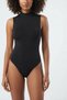 Women's Short Sleeve Half-Fishnet Snap Fastener Flexible Basic Body Vr.Kt.61.84-1