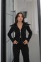 Black Zipper Wide Collar Double Zipper Tracksuit Set - 4
