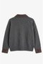 Anthracite Collared Sweater with Denim Detail on the Sleeves - 2