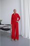 Red Lara Knitwear Blouse and Pants Set - 3