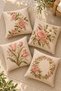 Printed Embroidery Appearance Floral Patterned 4-Piece Throw Pillow Cover Set - 2