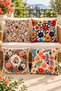 Colorful Flowers Patterned 4-Piece Throw Pillow Cover Set