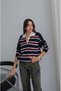 Navy Blue Anton Striped Polo Collar Sweater - 3