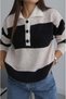Black Nora Striped Polo Collar Sweater - 4