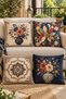 Tile Flower Pot Flowers Patterned 4-Piece Throw Pillow Cover Set