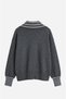 Anthracite Turn-Down Collar Cardigan with Stripe Detail - 2