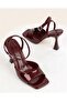 Women's Burgundy Patent Leather Goblet Heeled Sandals Classic Shoes - 2