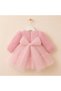 Pearl Rose Girls' Long Sleeve Special Occasion Dress with Bow on the Back and Pearl Detail - 3