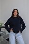 Navy Blue Spanish Sleeve Basic Sweatshirt