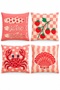 Pink Ground Sea Creatures Patterned 4-Piece Throw Pillow Cover Set - 3