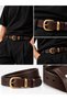 Men's 100% Genuine Leather Thin Antique Yellow Buckle Belt 2.5 cm - 3