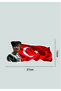 Ataturk Silhouette and Turkish Flag Sticker (27X13Cm) Shiny White Sticker - 2