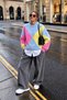 Crew Neck Diamond Patterned Women's Oversize Knitwear Sweater - 2